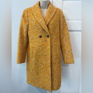 J. Crew Mustard Tweed Pea Coat